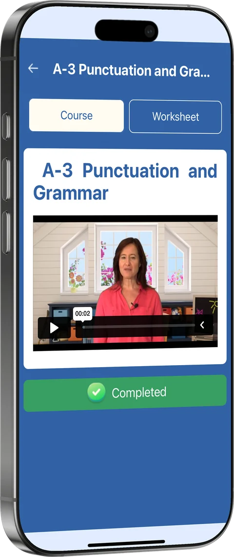 A Punctuation and Grammar lesson in the app