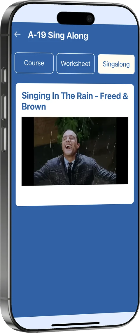 A Sing Along lesson in the app