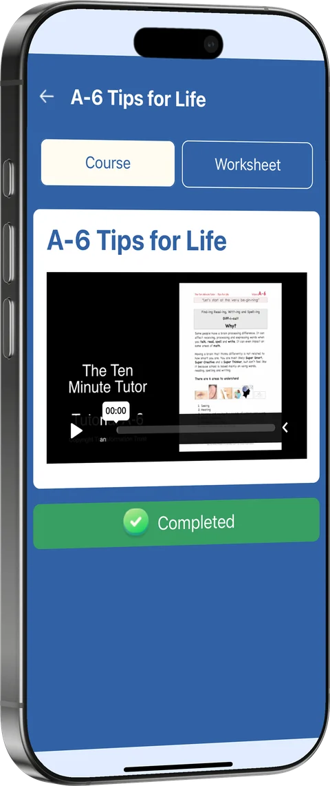 A Tips for Life lesson in the app