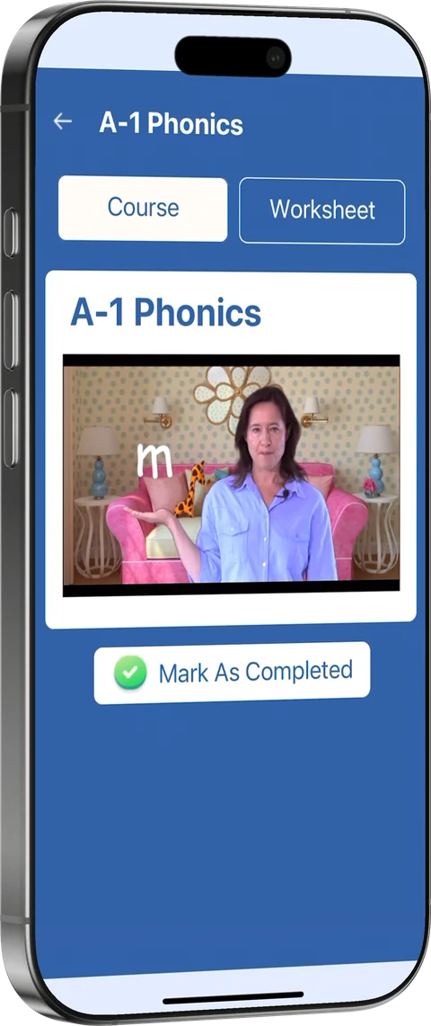 A Phonics lesson in the app