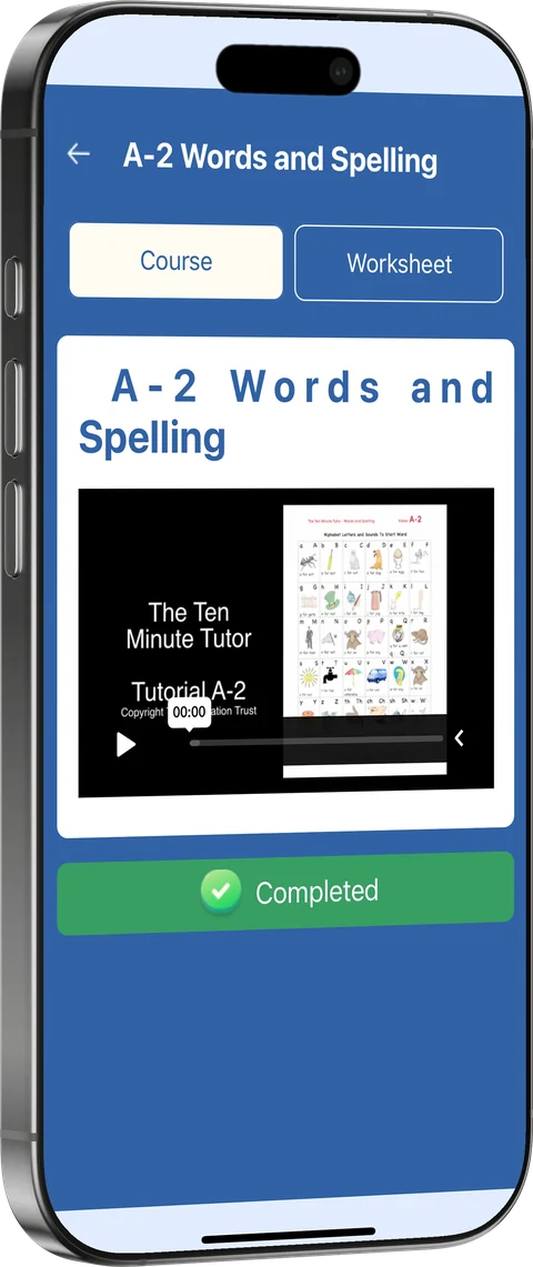 A Words and Spelling lesson in the app