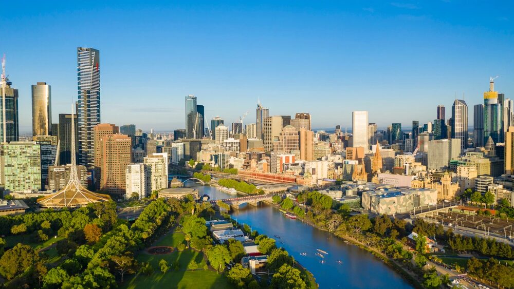 Aerial view of Melbourne CBD