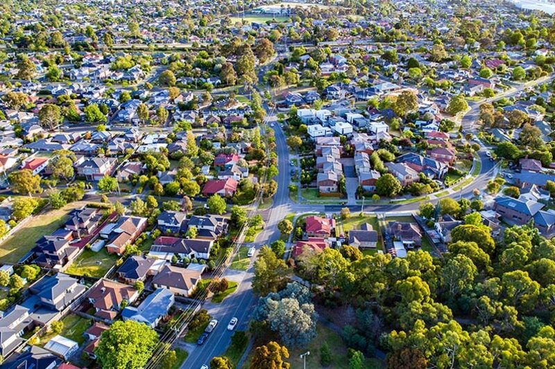 Aerial view of Melbourne eastern suburbs