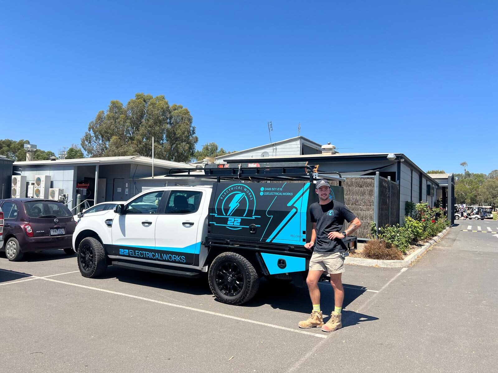 22 Electrical Works service ute on site in Melbourne