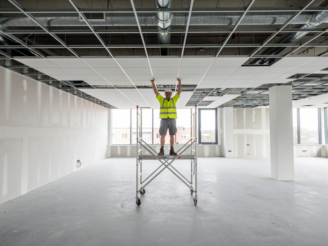 Sample image of a suspended ceiling being installed