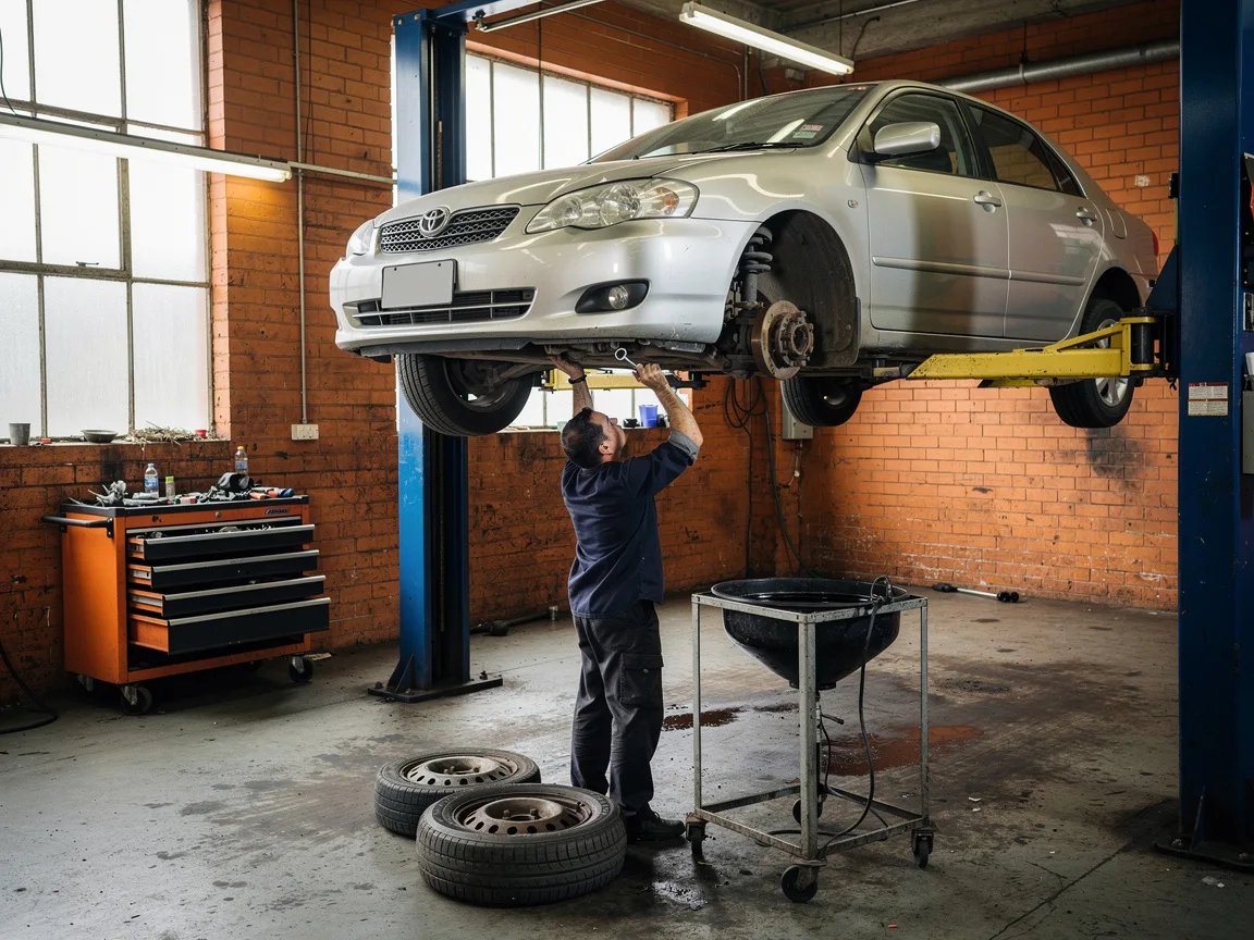 Sample image of a car on a hoist being serviced