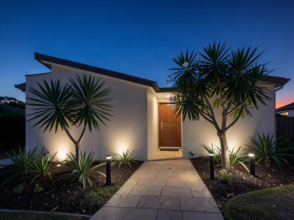 Sample image of garden lighting at dusk