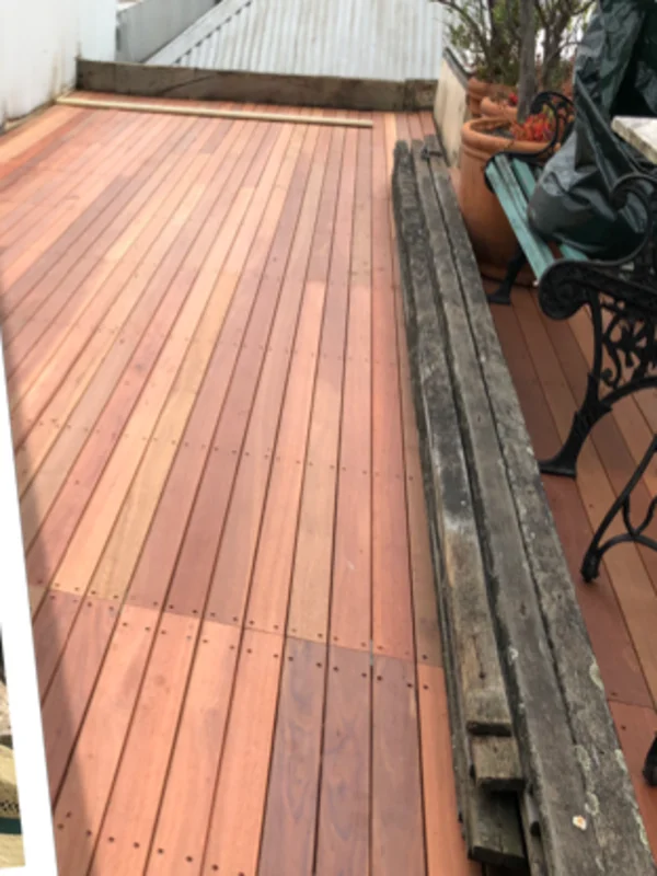 New hardwood decking boards laid by Handyman Services R Us