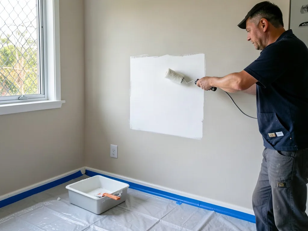 Sample image of a freshly patched and painted plaster wall