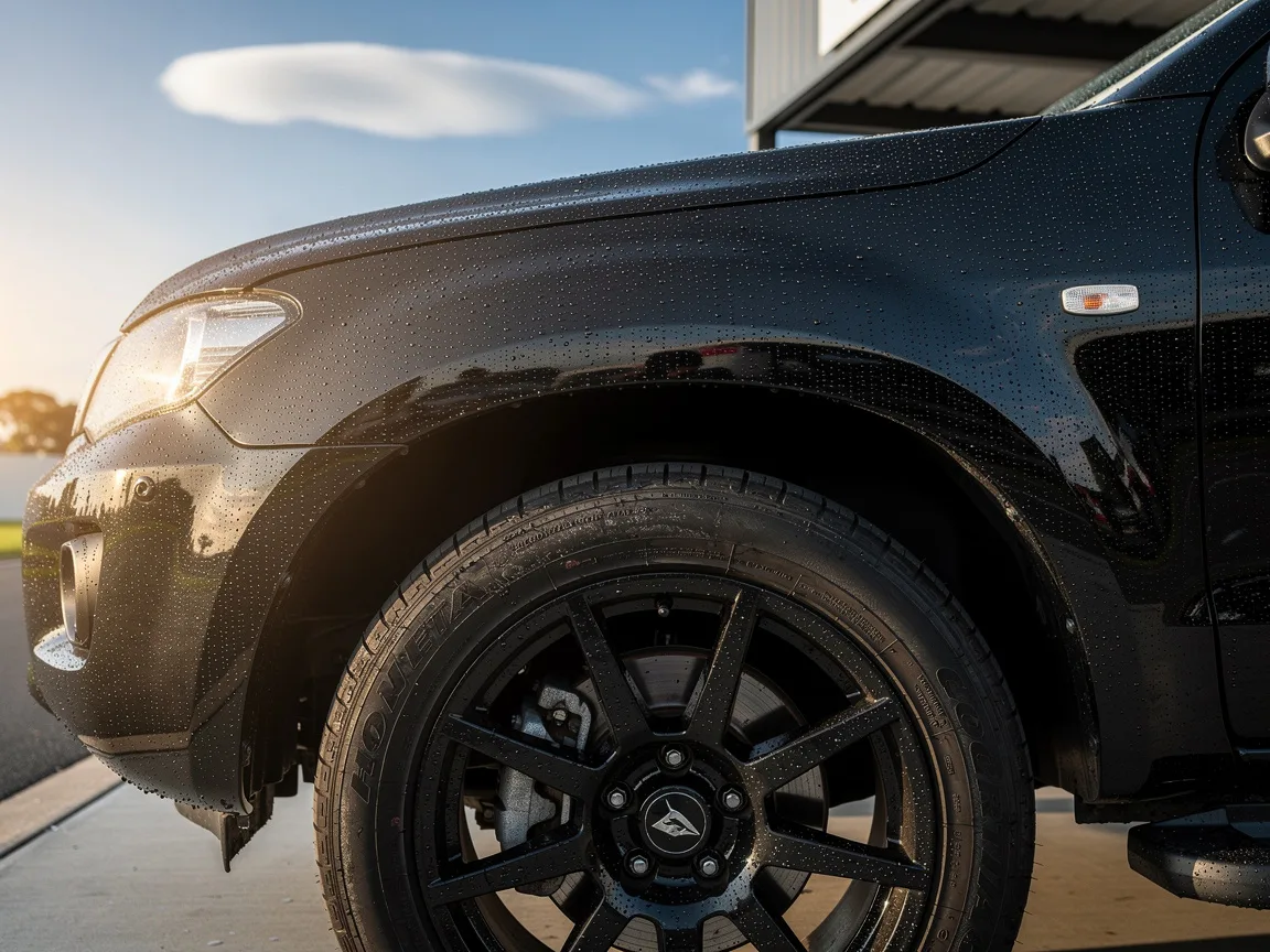 Sample image of a clean wet car in the sun after a wash