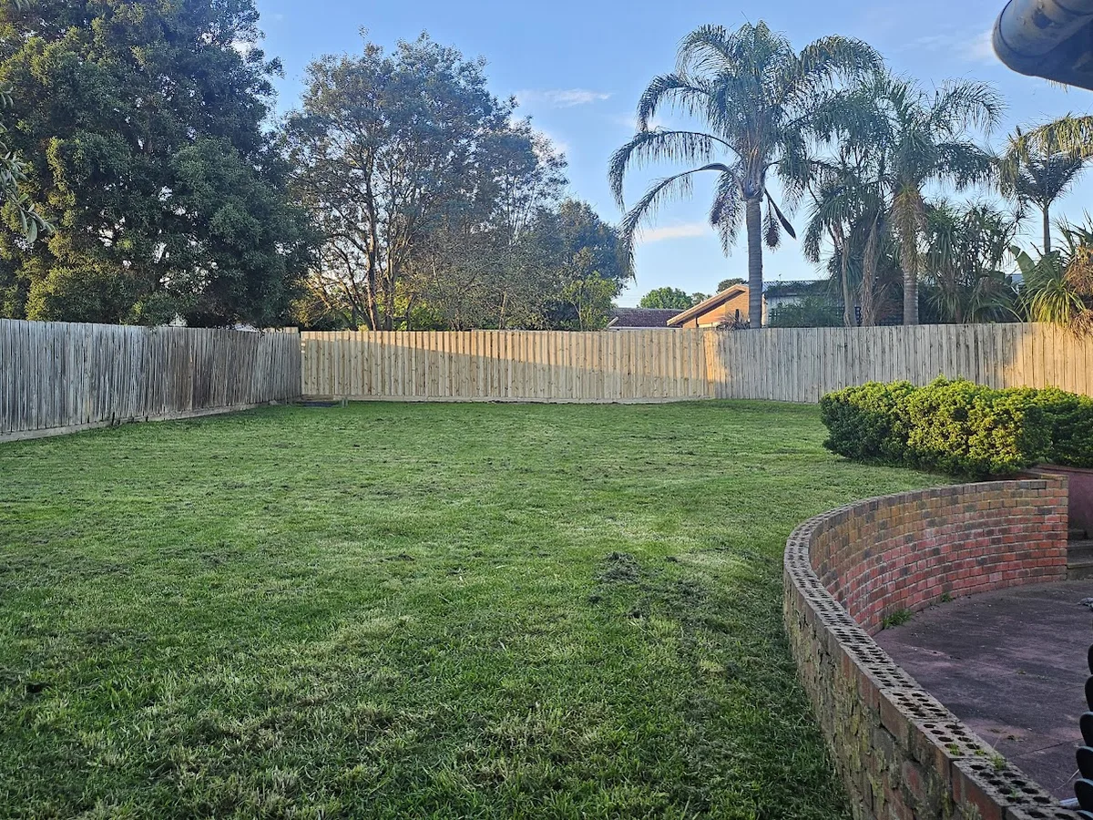 A new back fence in treated pine next to the old grey fence it replaced
