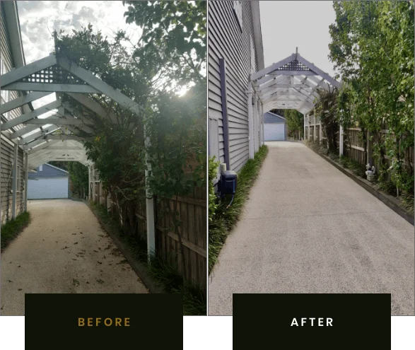 Garden walkway — before and after