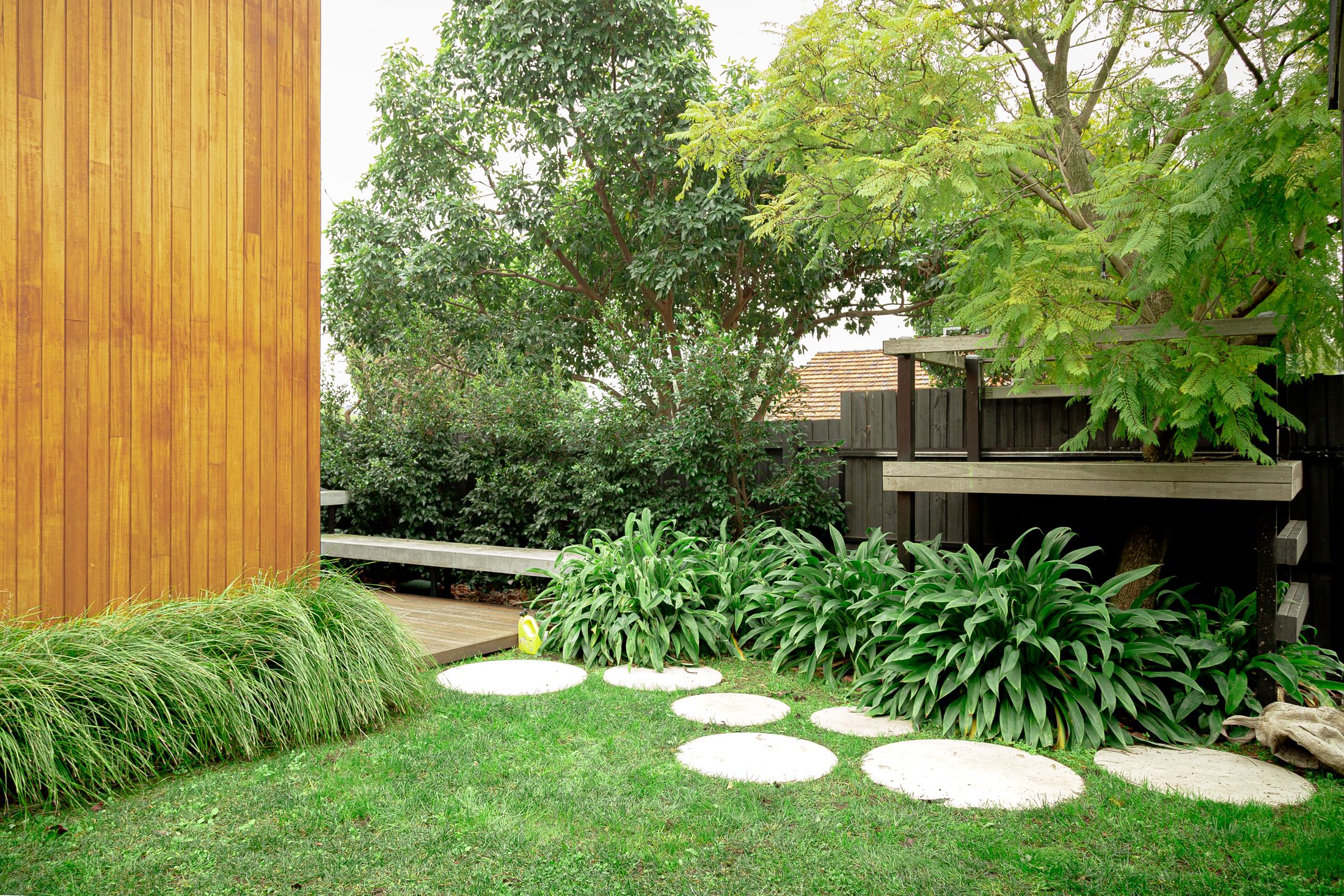 Manicured lawn and garden beds