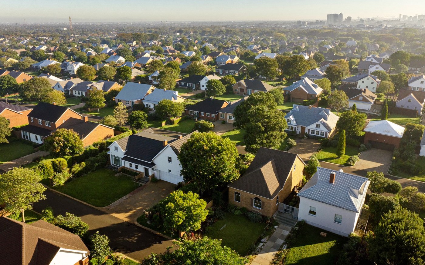 Aerial view of a Melbourne suburb with many rental properties