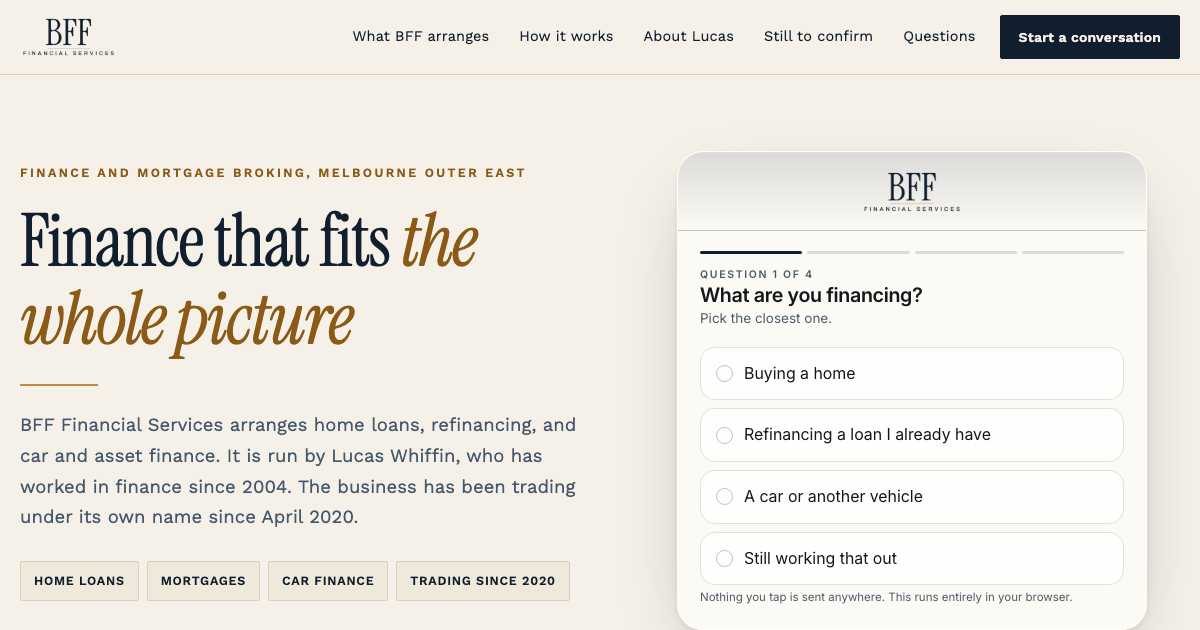 Concept one homepage, The Broker
