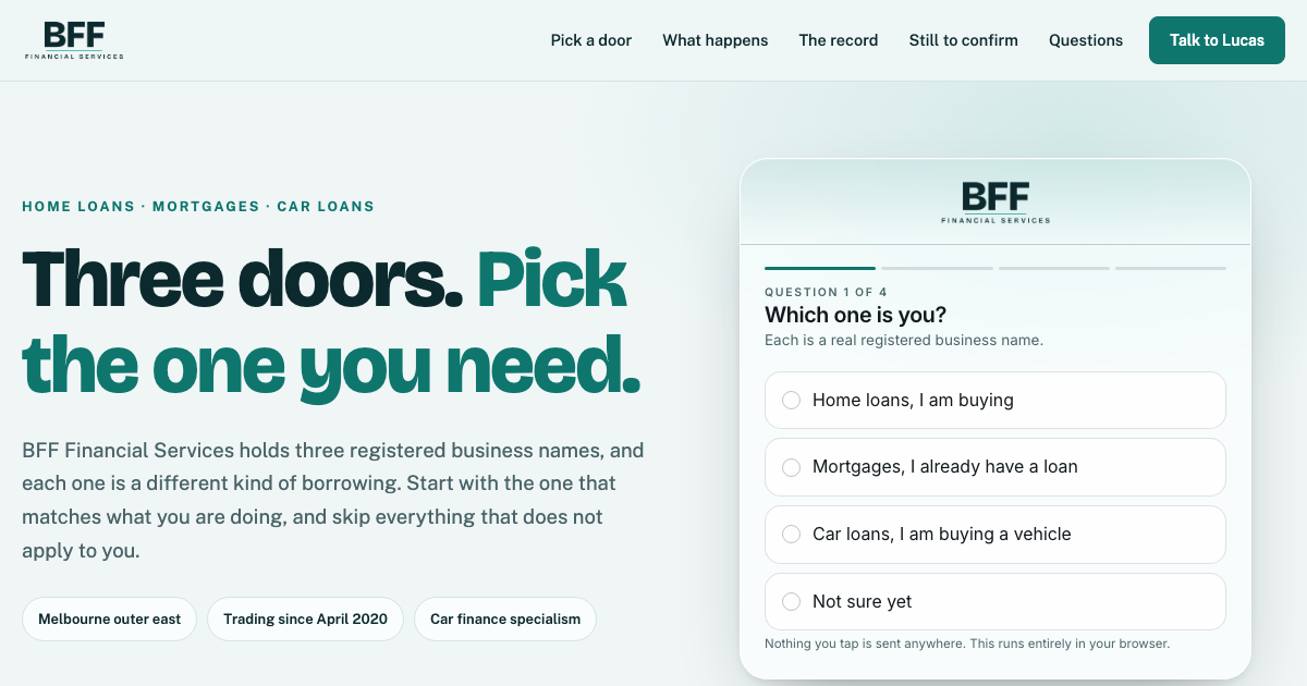 Concept three homepage, Three Doors