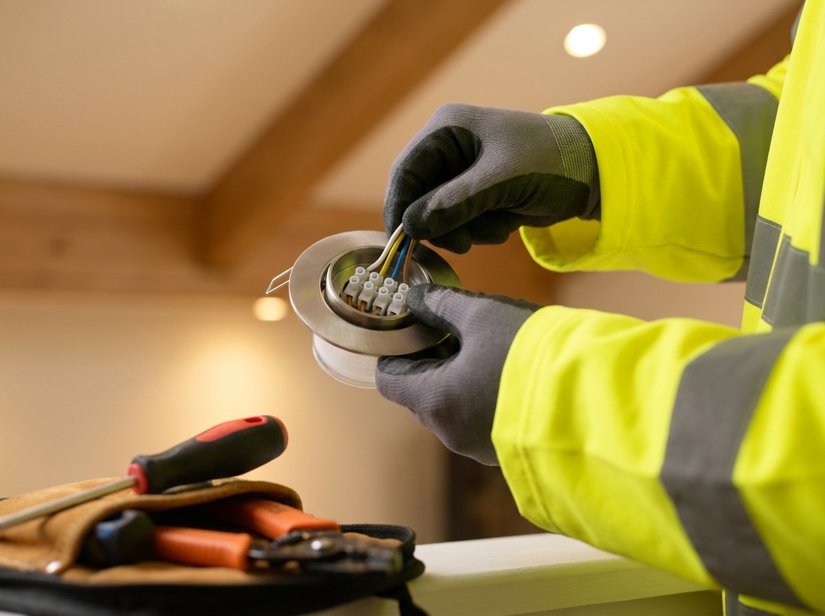 POSITIVE ELECTRICAL electrician installing a downlight