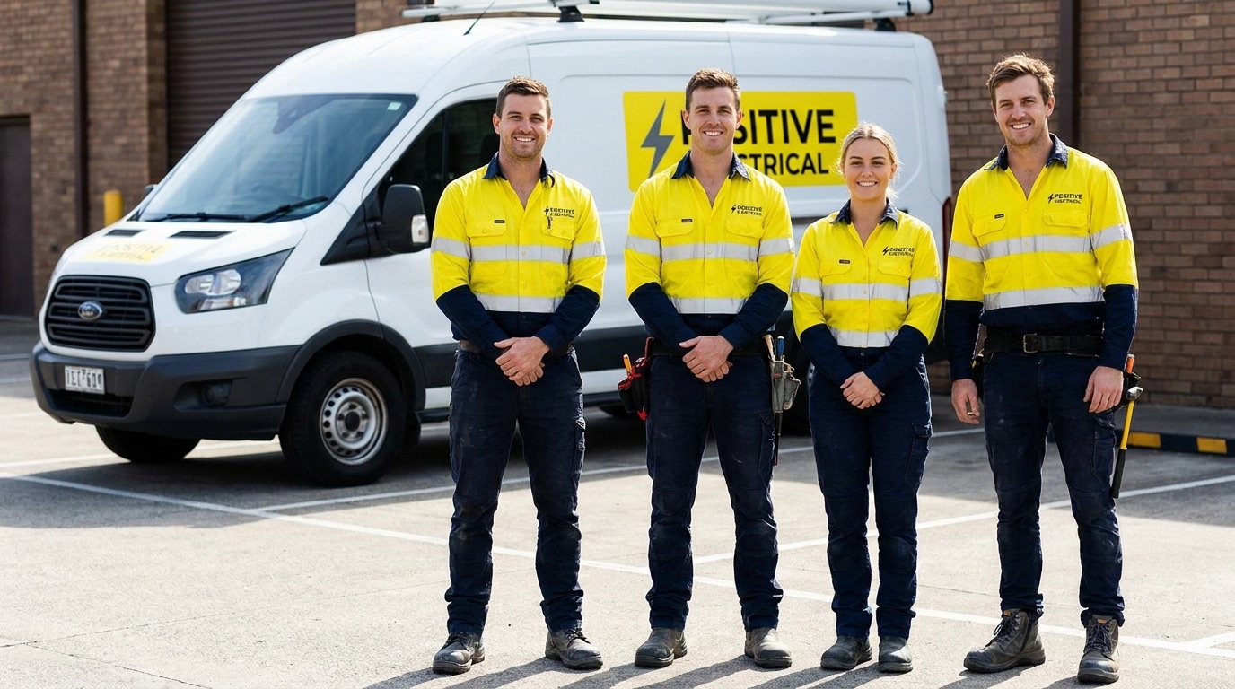 POSITIVE ELECTRICAL team in yellow hi-vis