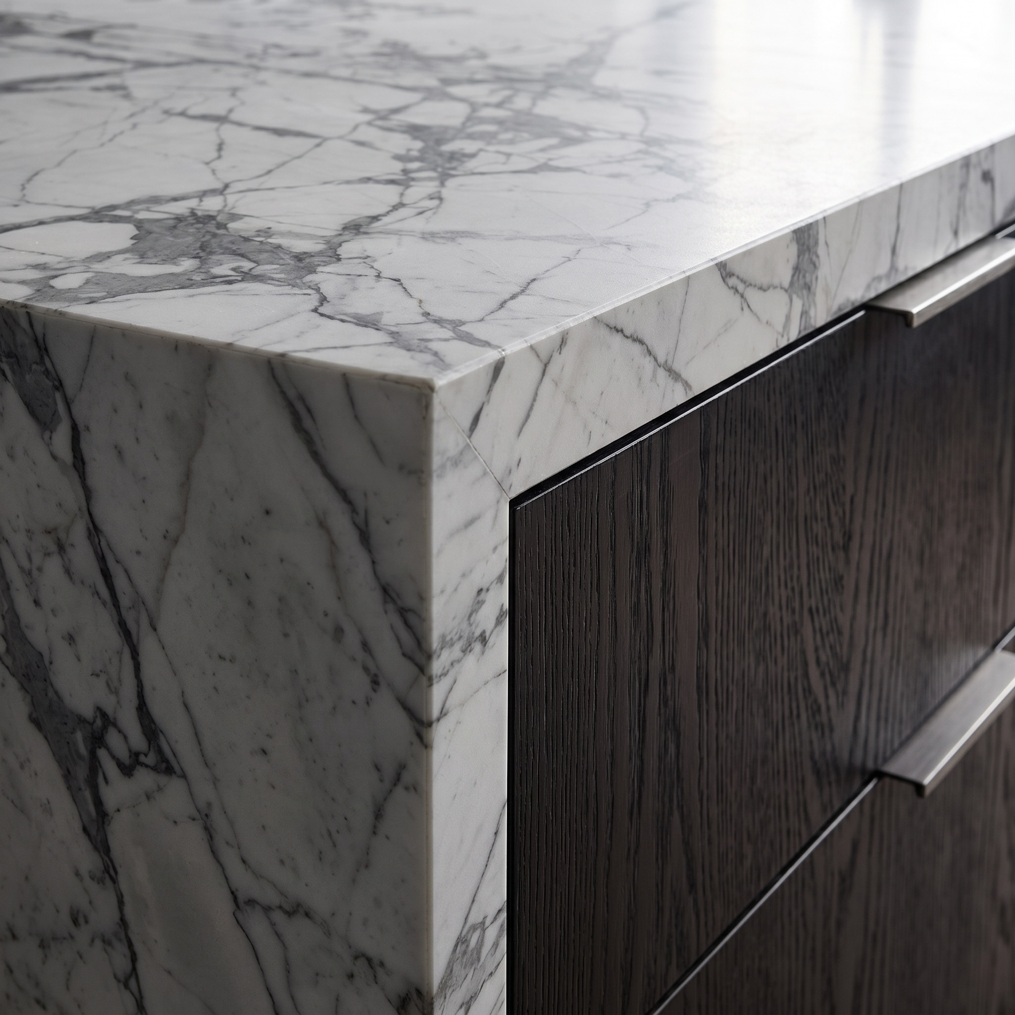 Marble and oak detail