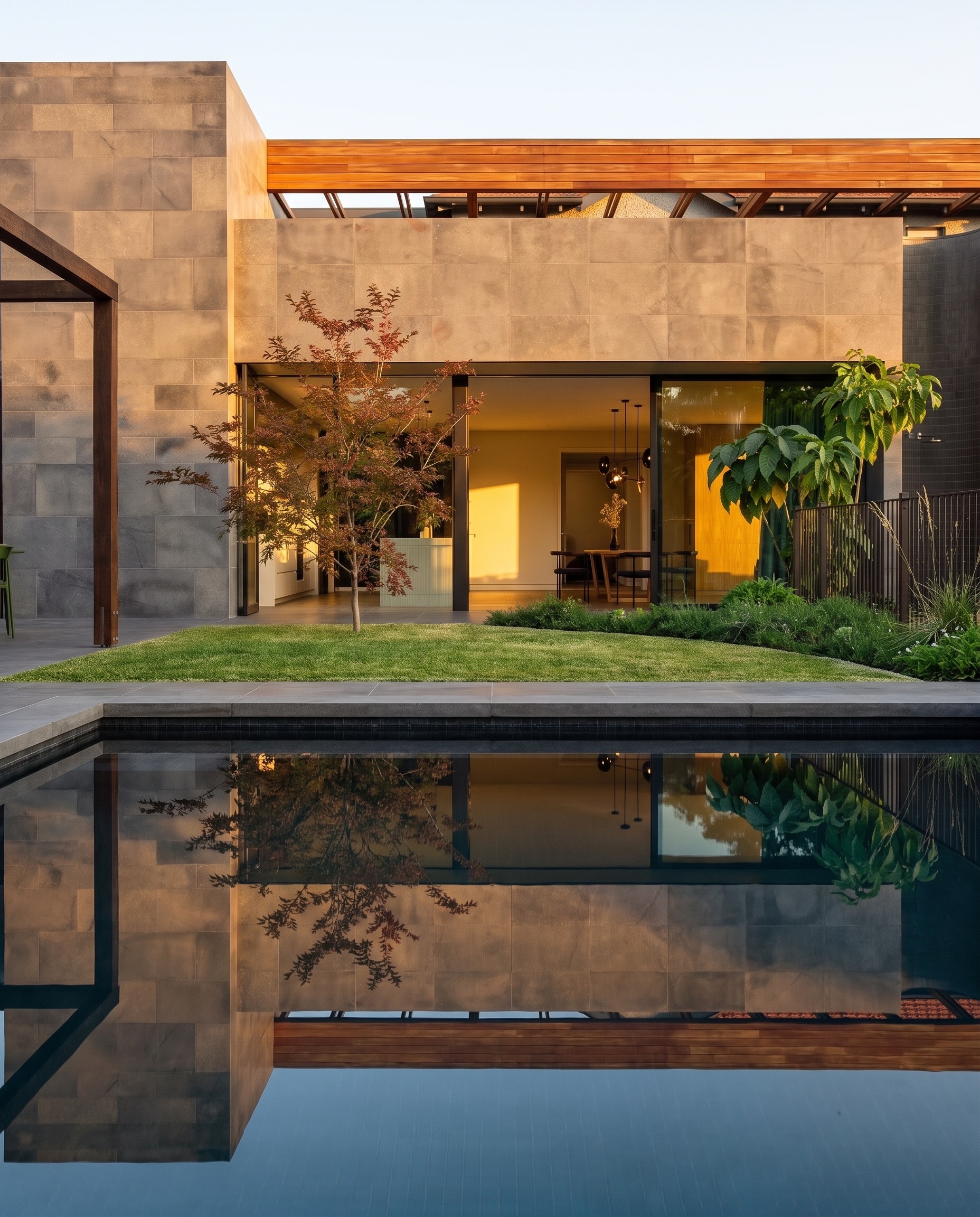 Kerferd Rd rear facade at golden hour