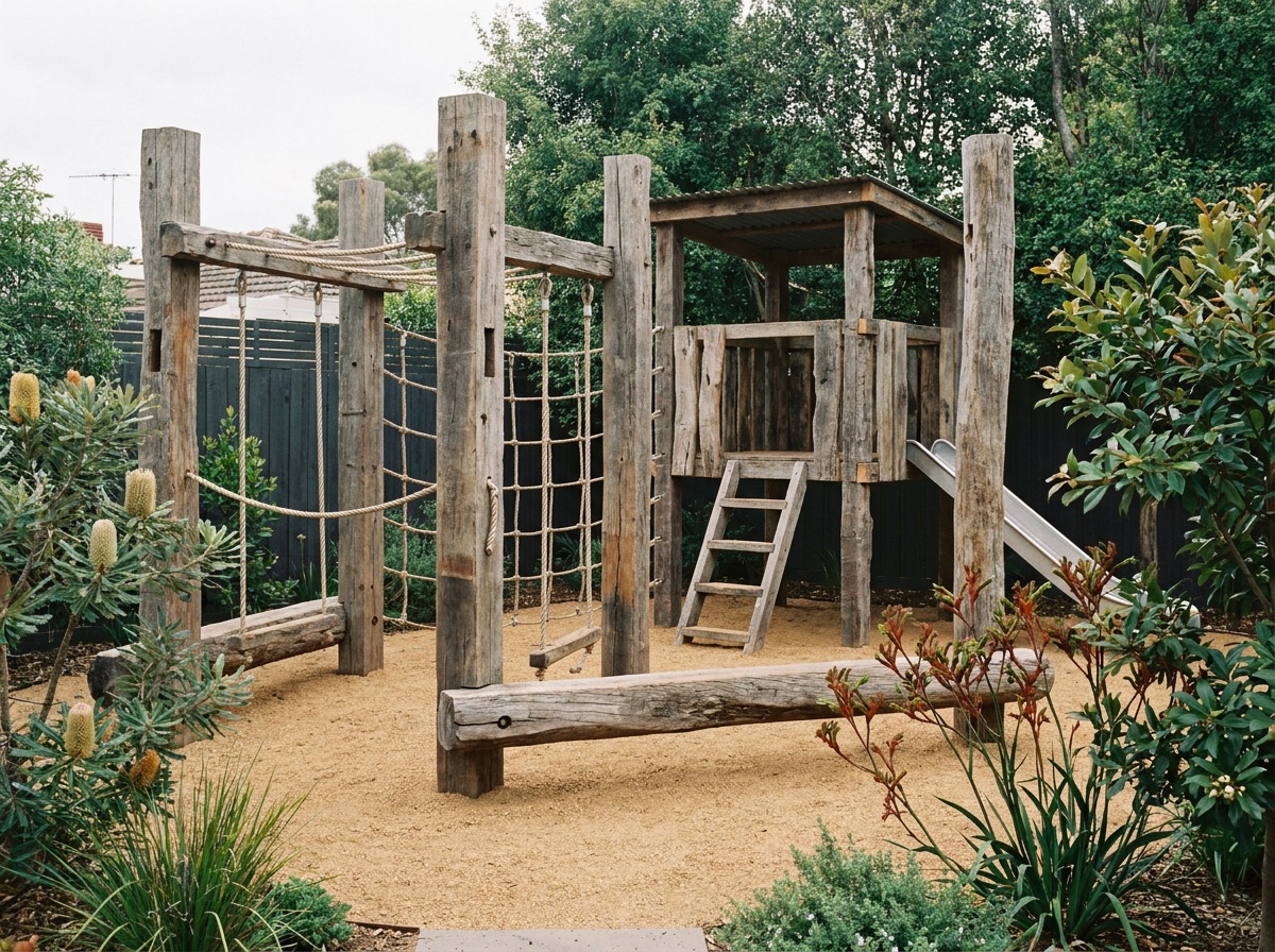 Nature-inspired playground from recycled timber