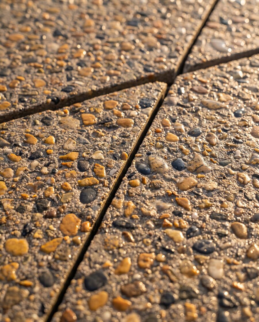 Exposed aggregate concrete finish detail