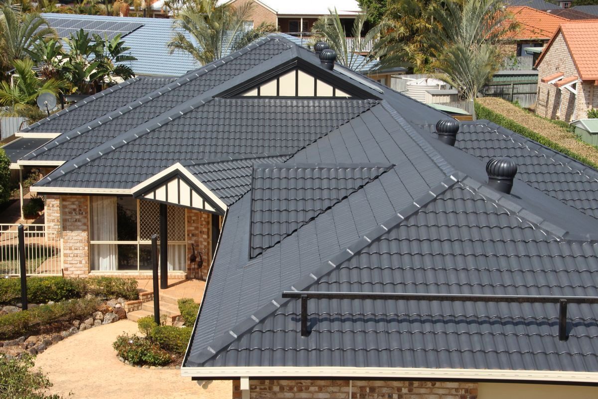 A finished charcoal tile roof on a Melbourne home