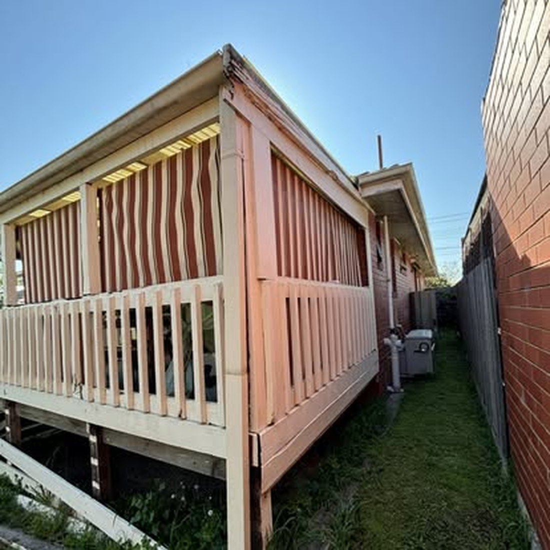 Timber deck framing and joists during construction