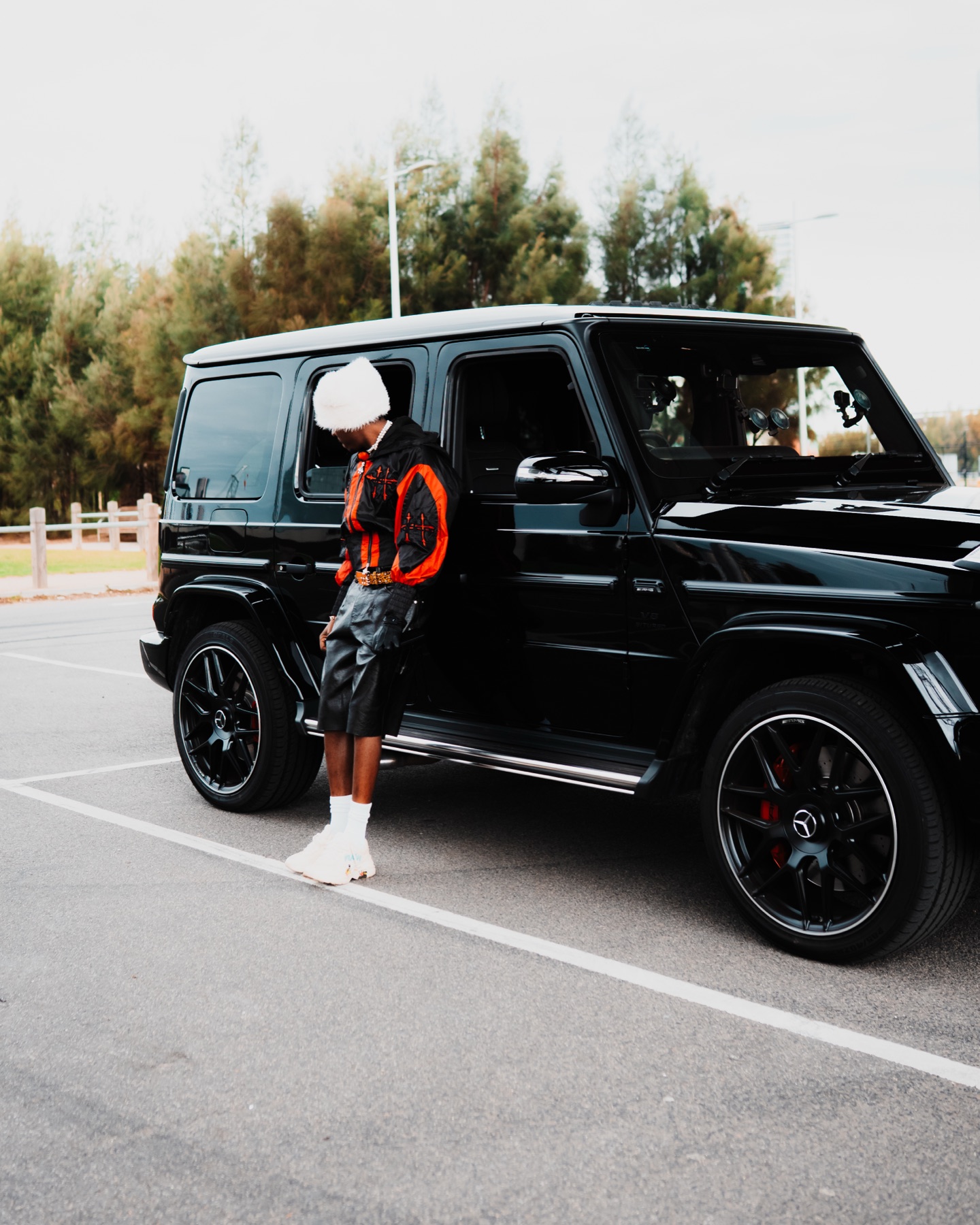 Musa Keys with the Ten Stars Cars Mercedes AMG G63 on a Behind The Prestige shoot in Melbourne