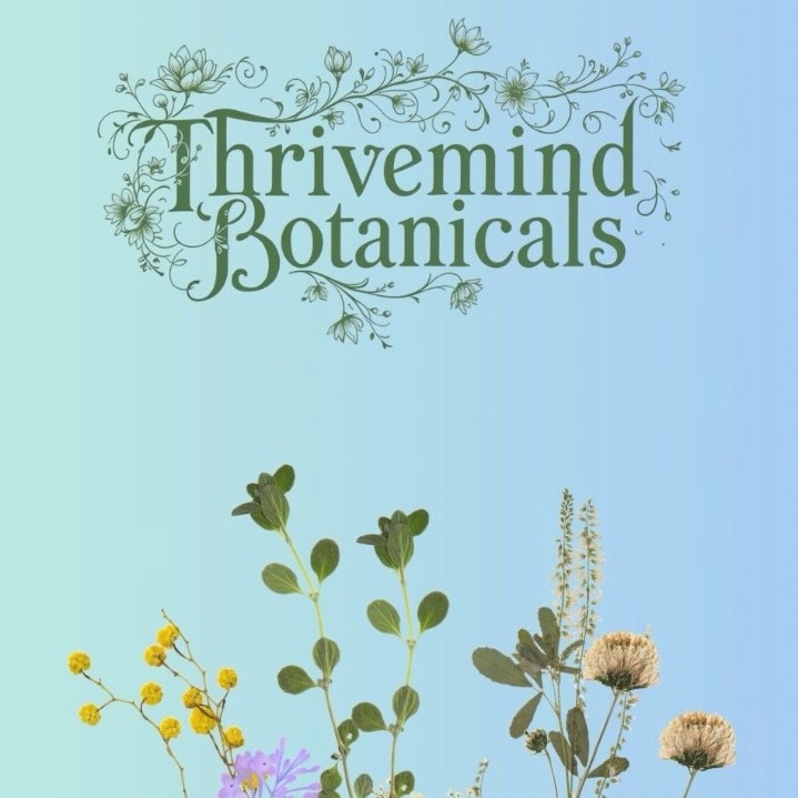 The ornate green Thrivemind Botanicals wordmark
